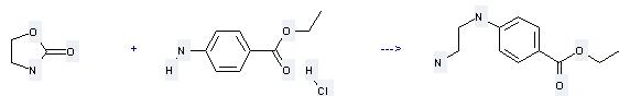 Benzoic acid, 4-amino-,ethyl ester, hydrochloride (1:1) can react with oxazolidin-2-one to get 4-(2-amino-ethylamino)-benzoic acid ethyl ester.